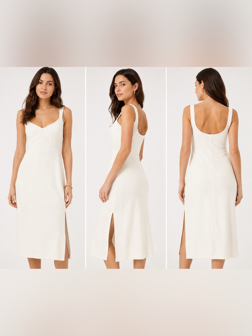 Abercrombie & Fitch Elegant Cream Midi Dress with Side Slit